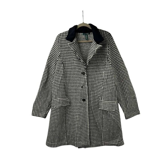 Ralph Lauren Women's Size 2X Merino & Lambswool Blend Coat Houndstooth - Picture 8 of 13